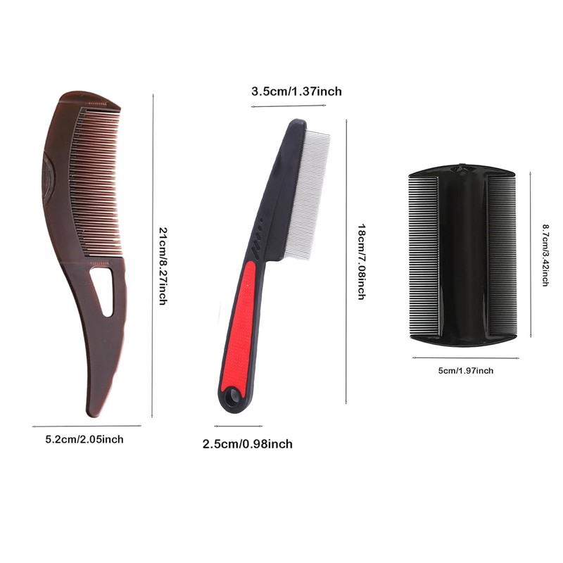 3PC Stainless Steel Fine Tooth Dandruff Remover Comb - Scalp