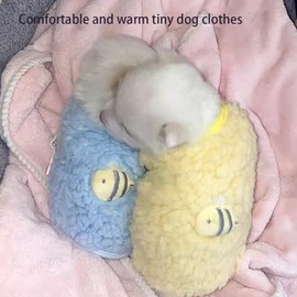 ANIAC 3PCS Extra Small Dog Clothes Girl Boy XXXS Dogs Sweater for Chihuahua Yorkie Teacup Warm Fleece Newborn Puppy Sweatshirt Vest Winter Cat Kitten Outfit (Bee 3S -Chest 8.6")