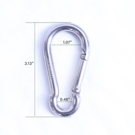 HIGOOD 3.17inch 304 Stainless Steel Carabiners Heavy Duty,Spring Snap Hook, Locking Climbing Caribiners Clips for Gym, Keychains, Outdoor Camping and More, 6PCS
