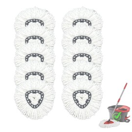 Mop Replacement Heads, Spin Mop 100% Microfiber Refill for O Ceda EasyWring 1-Tank System, Compatible with Triangle 360° Rotary mop Refill Easy to Replace and Deep Cleaning (10)