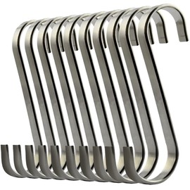 ilauke S Shaped Hooks Stainless Steel S Hanging Hooks Heavy-duty Hangers for Kitchen Bedroom and Office (10 Pack)