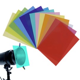 Heanvmyss Correction Gel Light Filter,9 Pcs Colored Overlays Transparent Color Lighting Film Plastic Sheets for LED Video Light,DJ Light,Photo Studio,Strobe Flash(29.7x21cm)