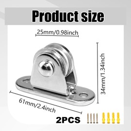 2-Pack Washing Line Pulley Kit, Stainless Steel Pulley Wheel, Wall Mounted Pulley Block, Adjustable Angle for Handling Sliding Wire Rope on Walls or Ceilings