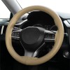 XUKEY Beige Leather DIY Car Steering Wheel Cover Breathable Non-slip