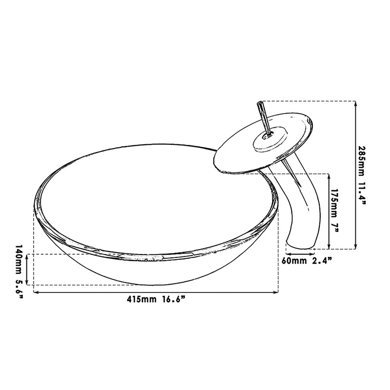 HM HomeMieco Red Glass Vessel Sink with Faucet and Drain