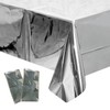 2pcs Foil Tablecloth Shiny Silver Tablecloth,1.37mx2.74m Metallic Rectangular Table Cover Table Cloth Party Tablecover for Outside Garden Table,Birthday, Wedding, Thanksgiving Christma, Buffet Partie