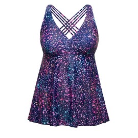 Yonique Plus Size Tankini Tops for Women No Bottom Flowy Bathing Suit Top V Neck Swim Top, Star Whole Sky, 22 Plus