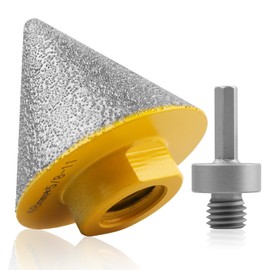 AOKLIT Diamond Beveling Chamfer Bit, Diamond Countersink Drill Bit for 1-7/8"(48mm) Hole Enlarging Trimming Grinding in Tile, Marble, Glass, Granite, Ceramic with 5/8-11" Thread Adapter