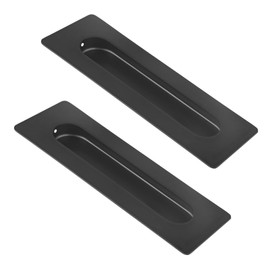 HOMOTEK 7 in Flush Pull Sliding Closet Door Handles 2 Pack Recessed Rectangular Big Handles Bypass Door Handles, Large Size Stainless Steel Barn Door Finger Pull Set, Free of Sharp Edge(Black)