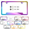 Bottom Cut OutLicense Plate Frame Neo Chrome Aurora Electroplating Burnt