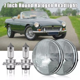 SHENKENUO Pair 7inch Round Light Housing H4 Halogen High/Low Bulbs for MG MGB 1969-1981