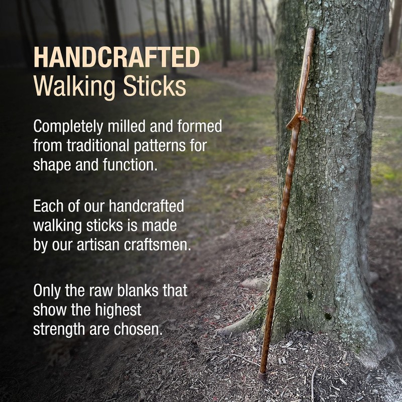 55" Texas Traveler Brazos Walking Stick, Handcrafted Red Pine Wooden