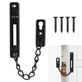 Door Chain Home Door, Door Safety Latch, Safety Chain for Doors, Door Chain Front Door, Door Chain Lockable, Door Security Chain, Door Chain Can Be Operated on Both Sides, 304 Stainless Steel (Black)