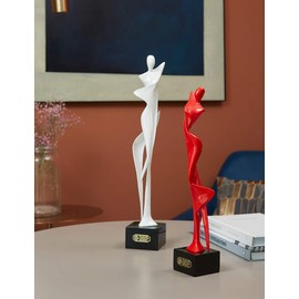 NENBOLEC Yoga Sculpture Figurine Woman Statue Lady Gifts Modern Decor Polyresin White 16.5 inch