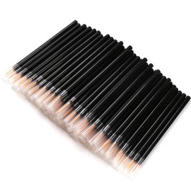 100 pinceles desechables para delineador de ojos con cubiertas en el cabello, herramientas de maquillaje y aplicador (tamaño: 9 cm, grosor: 0,2 cm, color negro)
