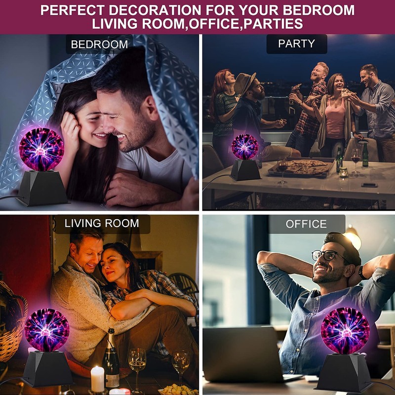 OOTSUN Plasma Ball, 4 Inch Plasma Globe Nebula Thunder Lightning,