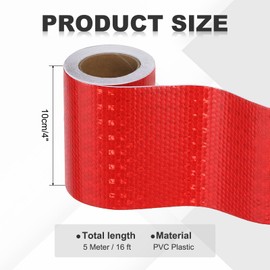 MECCANIXITY Reflective Tape, 4 Inch x 16 ft Self-Adhesive Trailer Reflector Tape Waterproof Warning Safety Sticker High Visibility Night Reflectors for Bikes Cars, Red