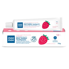 Mee Mee Fluoride-Free Baby Toothpaste for kids, Fortified with triple calcium phosphate, Strawberry Flavor, Cavity Protection, oral care, best for baby 1 year +, 70 grams