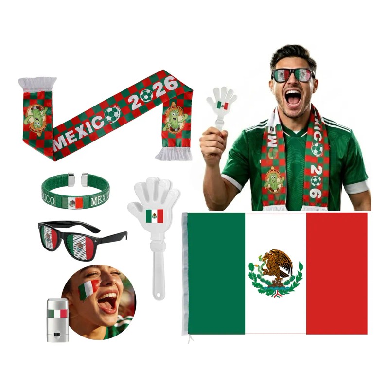 Fiesta Fútbol Paquete México 6 Kits De Cotillón Copa Mundial
