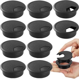 SATINIOR 10 Packs Desk Grommet Plastic Cable Hole Cover to Arrange Wires & Cords PC Desk Cord Wire Organizer Caps Desktop Cord Management Grommet for Home Office Table Desktop(2 Inch,Black)