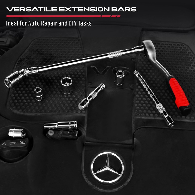 4-Piece 3/8" Drive Socket Extension Bar Set, Professional Socket Extension