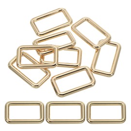 PATIKIL Flat Metal Rectangle Rings 1-1/2" / 38mm, 8 Pcs Square Loop Webbing Belt Buckle for Strap Keeper Leathercraft Bag Belt DIY Purse Making, Light Golden