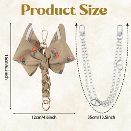 URROMA 2pcs Set of Bow Purse Keychain and 13.5inch Metal Double Chain for Handbags Bag Strap Extenders Purse Chain Replacement Charms Accessories