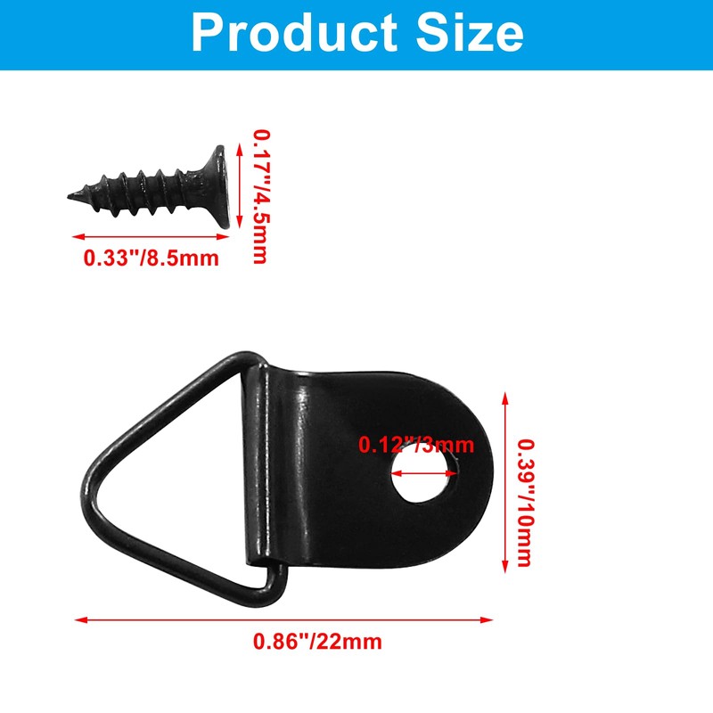 BokWin 100 Pcs Triangle Picture Hangers with Screws D Ring
