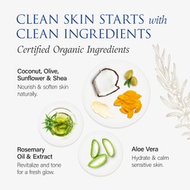 Christina Moss Naturals Organic Face Wash for Women – Gentle Face Cleanser with Rosemary Oil, Non Toxic and Plant-Based, Sensitive Skin Face Wash, Paraben-Free & Vegan-Friendly - 4oz.