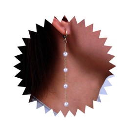 Atentuyi Tiny Pearl Drop Earrings Gold Vintage Pearl Earrings Pearl Chain Earrings Long Tassel Dangle Earrings Small Hoop Earrings Pearl Long Earrings Jewelry for Women and Girls