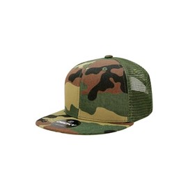 DECKY Youth 6 Panel High Profile Structured Cotton Trucker, Woodland
