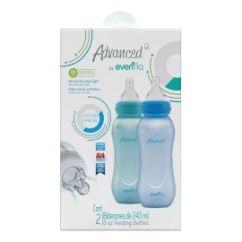 Pack x2 Biberones Evenflo 240ml Flujo Medio 3m+