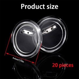 Acrylic Button Badge, 20pc Clear Badge Making Kit, 44mm