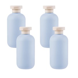 ChAusa Pack of 4 Squeeze Bottles with Flip Cap, 260 ml Leak-Proof Squeeze Travel Container, Refillable Plastic Travel Containers, Portable Travel Bottles for Creams, Lotion, Shampoo (Green)