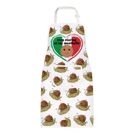 WSNANG Funny Meatball Apron with Pockets Stop Staring At My Meatballs Apron Italian Meatball Gift Italian Food Cooking Apron (CA Meatballs Apron)