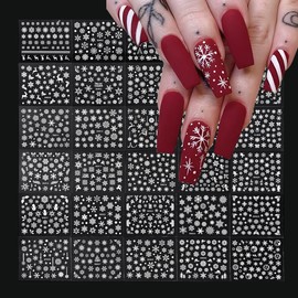 30Pcs Snowflake Nail Art Stickers Winter Christmas Nail Decals White Snowflakes Nails Designs 3D Self Adhesive Nail Supplies for Women DIY New Year Winter Holiday Manicure Decorations Accessories