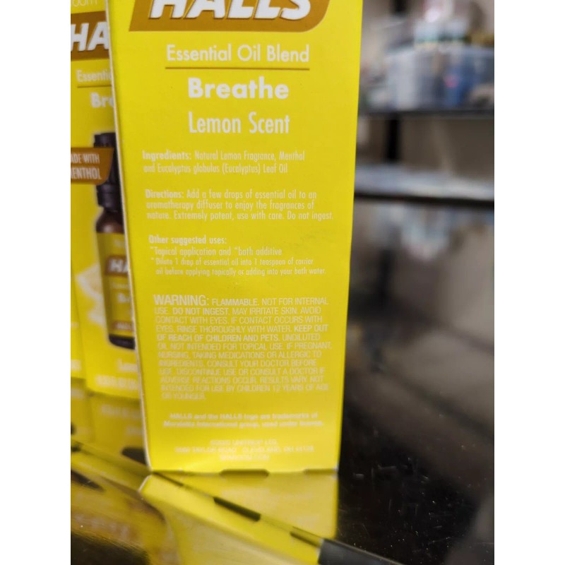 Halls 3 Halls Essential Oul Blend Breathe Mentho Lemon Scent
