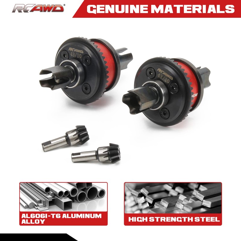 RCAWD Front and Rear Diff Combo Complete w/Spur Gear 43T