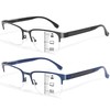 FONHCOO Progressive Multifocal Reading Glasses for Women Men, Metal Half