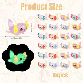 32pcs Luminous Axolotl Figures, Glow in The Dark Mini Resin Axolotl Charms Tiny Animal Figurines Ornament for DIY Craft Garden Landscape Dollhouse Potted Plants Decorations (8 Colors)