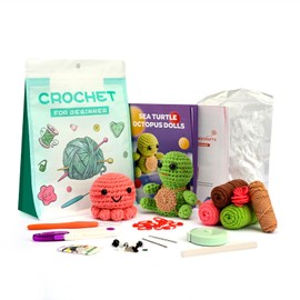 Hroevc Häkeltier-Set für Anfänger, Amigurumi-Häkelset, Geschenk für Erwachsene und Kinder (ab 15 Jahren), einfaches Strickset für Anfänger (Schildkröte)