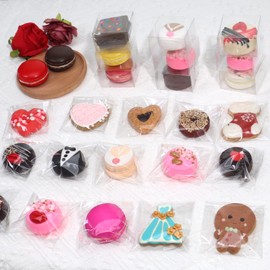 ROSPAKTEK 100Pcs 3 x3Inch Chocolate Ball Bags Truffle Bags Macaron Bag Chocolate Covered Ore Bag Self Adhesive Bakery Treat Packaging for Cookies Candy Brownie Party Favor Wedding Birthday