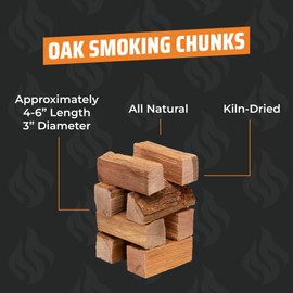 Oak Wood Chunks for Smokers by Kindled Provisions - Kiln Dried Box of 10lbs & 4-6" Medium Smoky BBQ Oak Smoking Wood Chunks Grill & BBQ - Premium Southern Appalachian Hardwood Smoking Meat, Pork, Beef