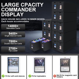 aopule Toploader Card Storage Box,Holds 2700+ Toploaders,Toploader Storage Box for Commander Display,with 72 Dividers, Labels & Tapes,Fit for TCG, PTCG, MTG