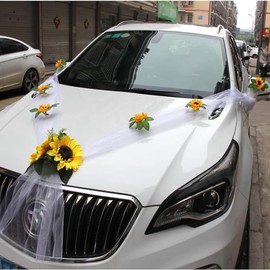 Wisafory Decorazione per car, per matrimonio, girasole, decorazione car, ghirlanda, decorazione per car, coppia, cofano, decorazione per fidanzati, festivals, matrimoni