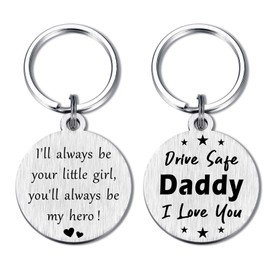 DEGASKEN Dad Birthday Gifts from Daughter, Father Keyring from Girls, Drive Safe Keyring for Daddy Christmas New Year Present