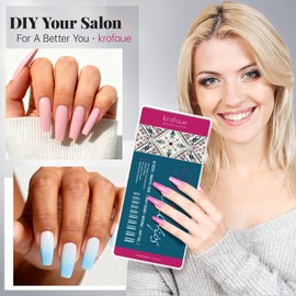 krofaue 500PCS Clear False Nails Tips - Half Cover Lady French Style Acrylic Artificial Tip Manicure with Box of 10 Sizes for Nail Tips Art Salons and Home DIY