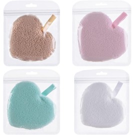 Almohadillas Desmaquillantes Reutilizables en Forma de Corazón, 4 Piezas Multicolor, Esponjas Faciales para Limpieza y Exfoliación Profunda, Ideales para Cuidado Piel y Uso