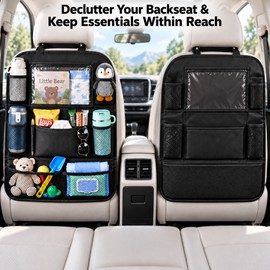 Car Backseat Organizer for Seat-Back Storage – Foldable Cloth Organizer with Touch-Screen Tablet Holder for Daily Drives