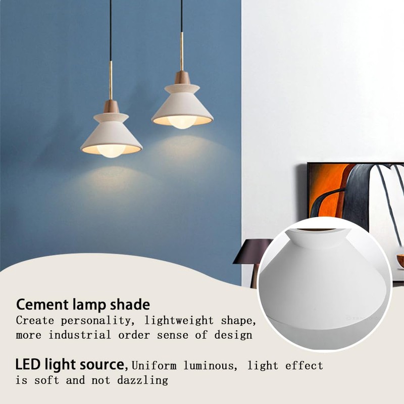 OROILUPU 7.7'' Concrete Pendant Lights Kitchen Island Hanging Lights Unique
